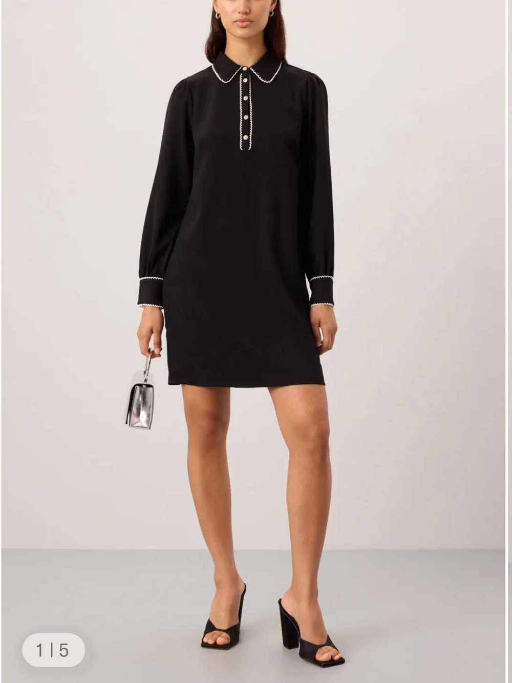 CeCe Black Mini Dress with White Piped Trim